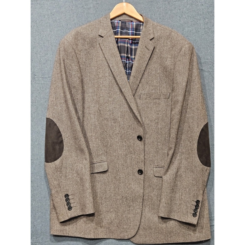 U.S. Polo Assn. Sport Coat Mens 50L Brown Tweed Wool Polyester Single-Breasted